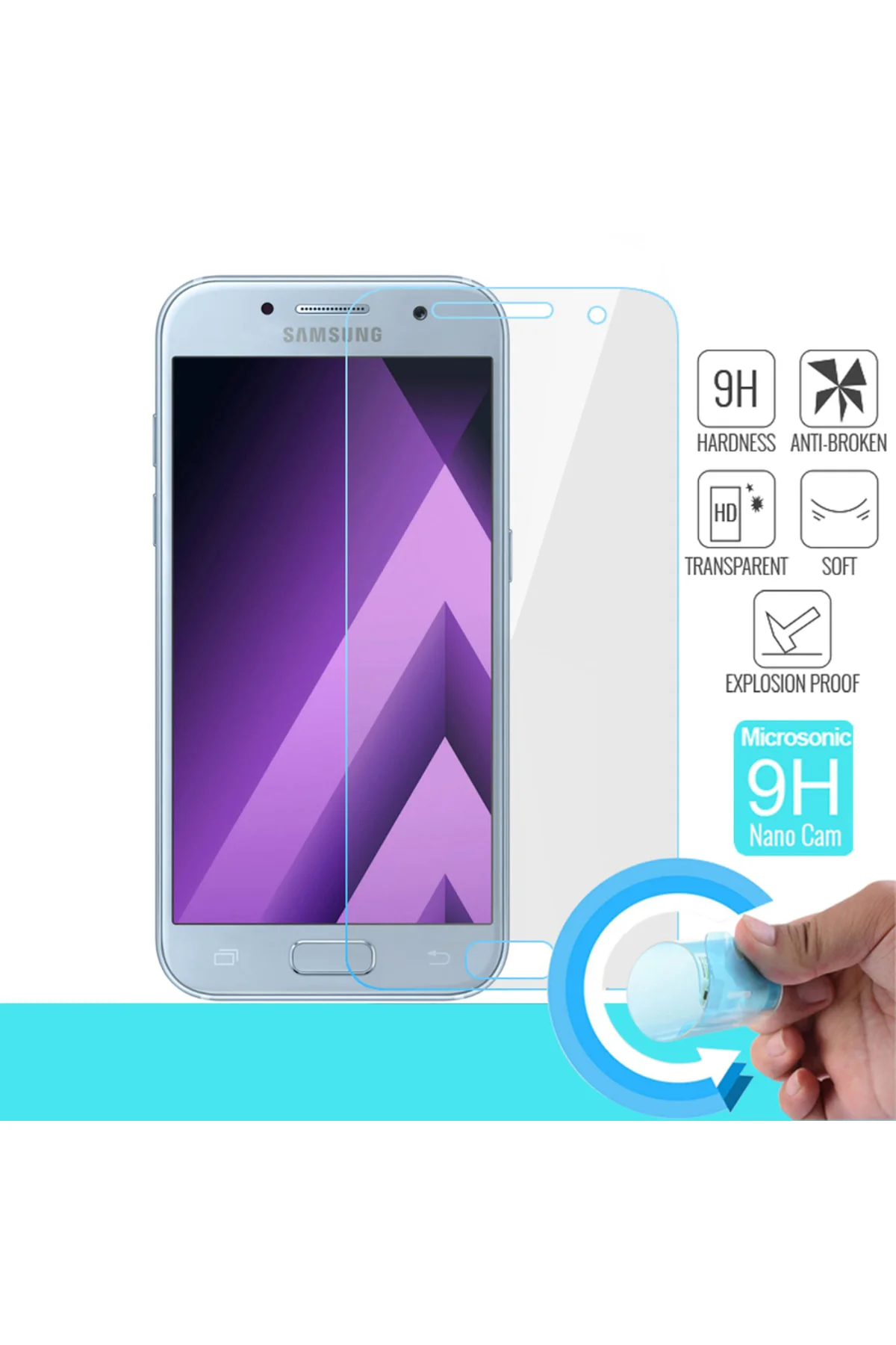 Samsung A7 2017 Uyumlu Ekran Koruyucu Nano Esnek Micro Temperli Kırılmaz Cam Ekran Koruyucu