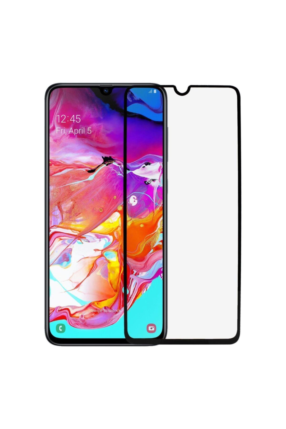 Samsung A70 Uyumlu Siyah Seramik Nano Ekran Koruyucu Tam Kaplayan