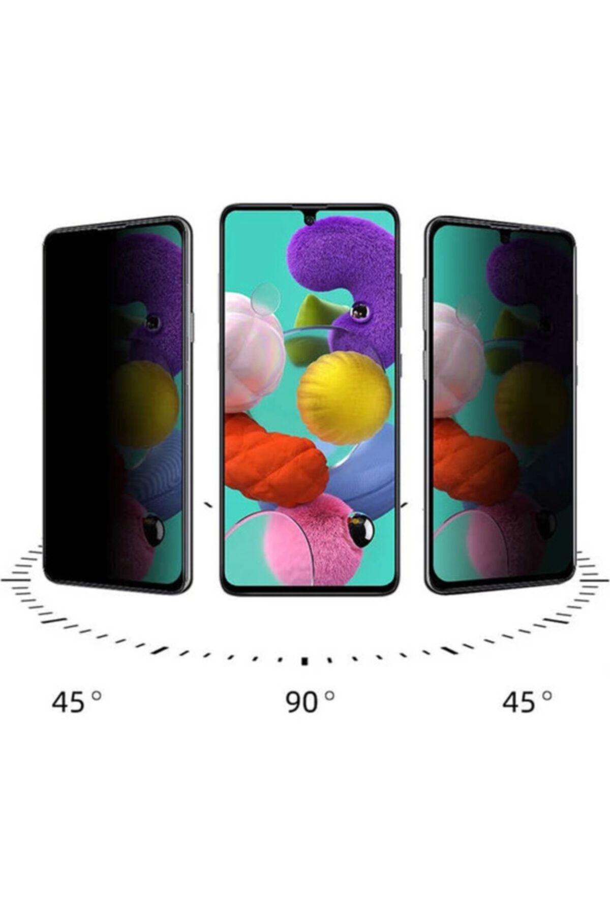 Samsung A71 Siyah Gizlilik Filtreli Privacy Mat Seramik Hayalet E