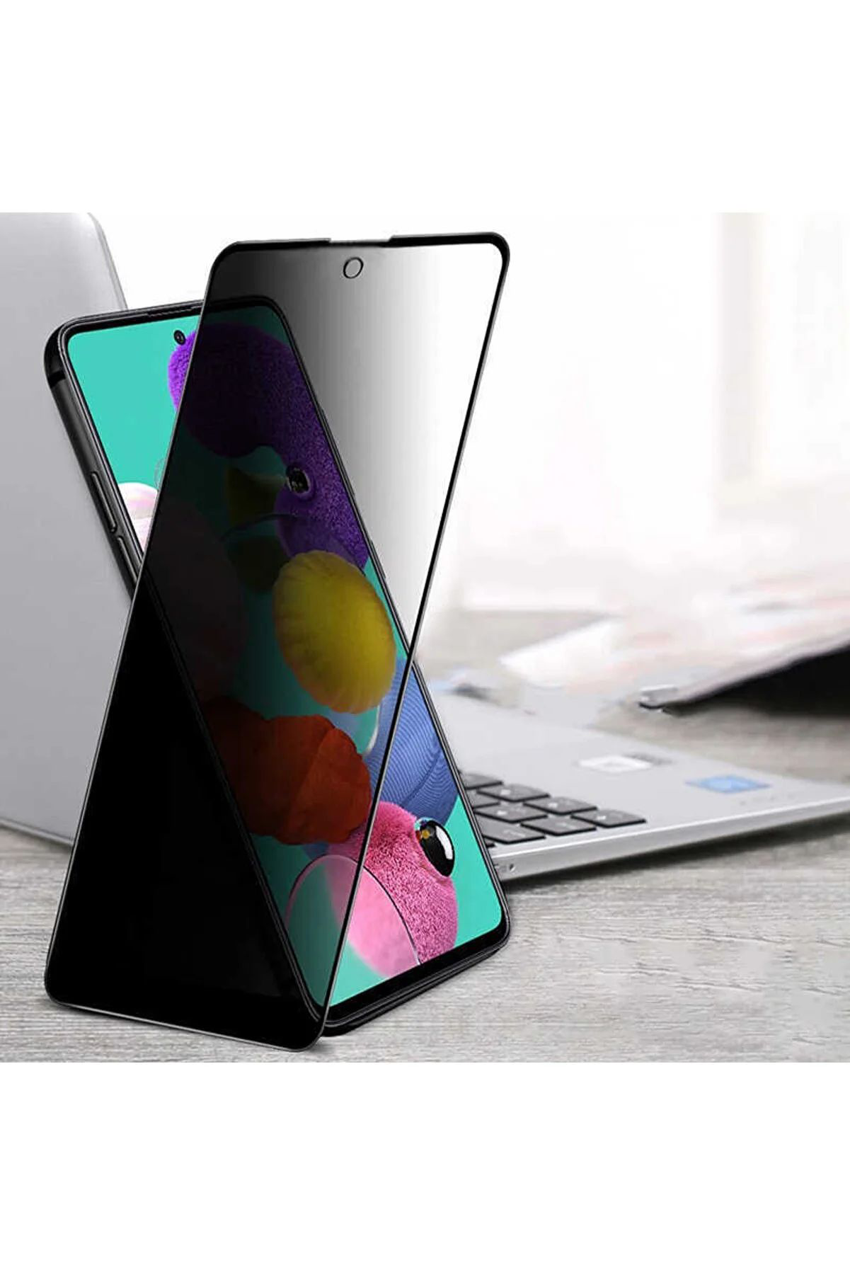 Samsung A72 Uyumlu Hayalet Ekran Gizli Tam Kaplayan Kırılmaz Cam 