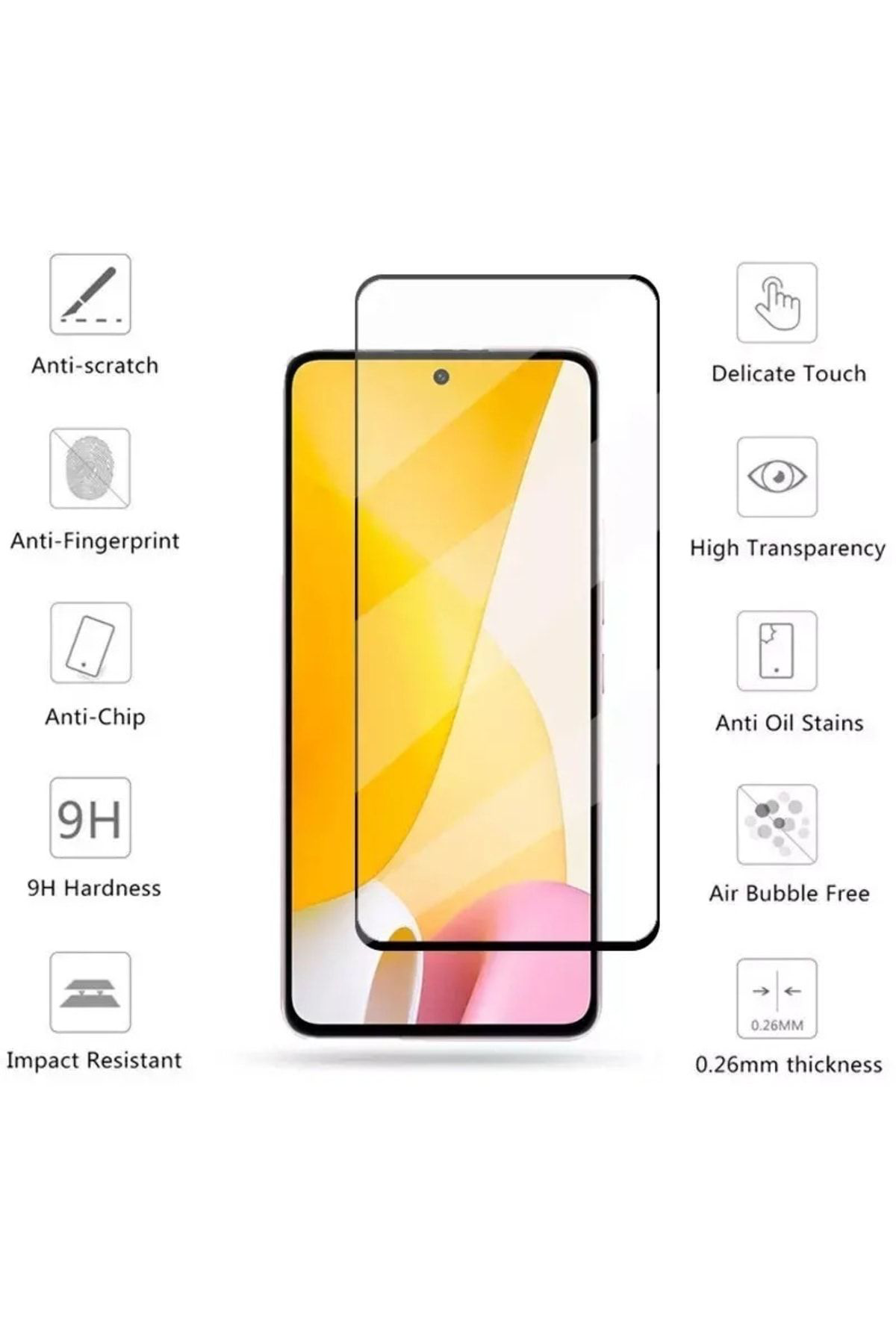 Mcasering Samsung Galaxy A72 5G Uyumlu Tam Kapatan Kirilmaz Temperli Cam Ek