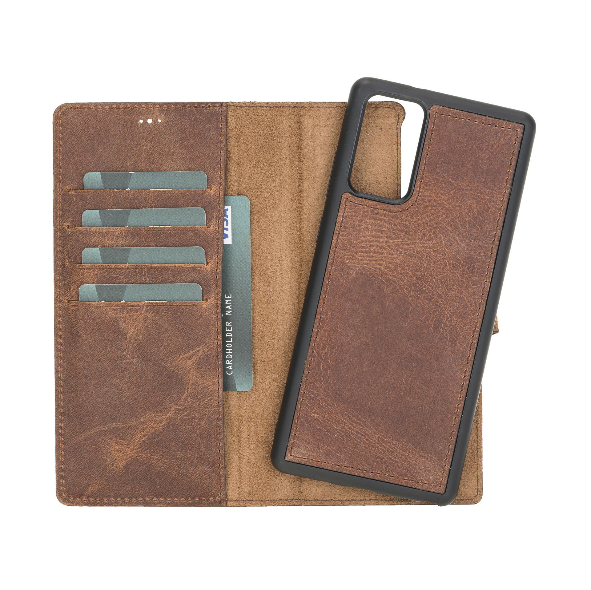 Samsung Galaxy Note 20 Uyumlu Deri Cüzdanlı Kılıf G2 Kahve