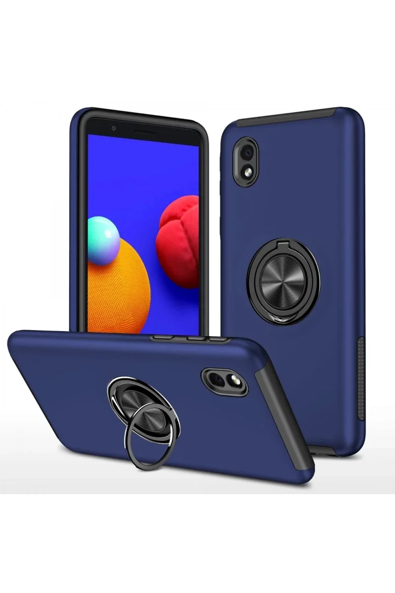 Samsung Galaxy A01 Core Kılıf Elit Yüzüklü Kapak - Lacivert