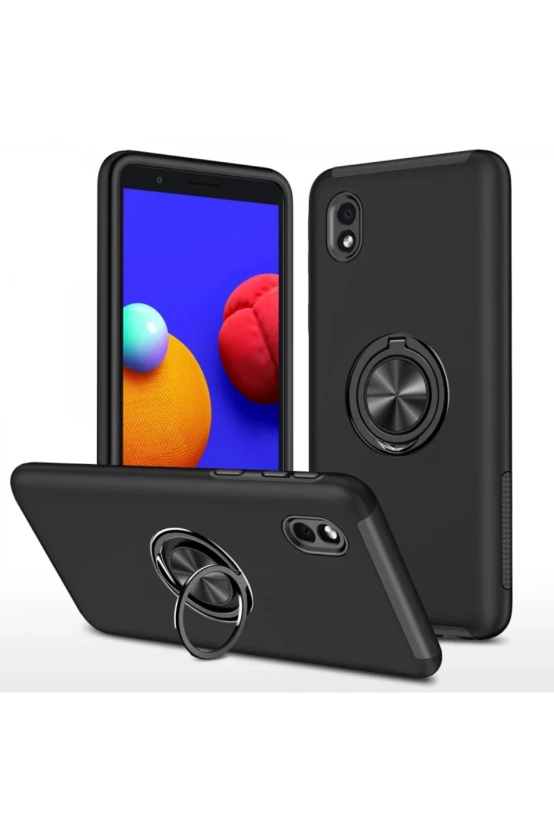 Samsung Galaxy A01 Core Kılıf Elit Yüzüklü Kapak - Siyah Samsung Galaxy A01 Core Kılıf Elit Yüzüklü Kapak - Siyah
