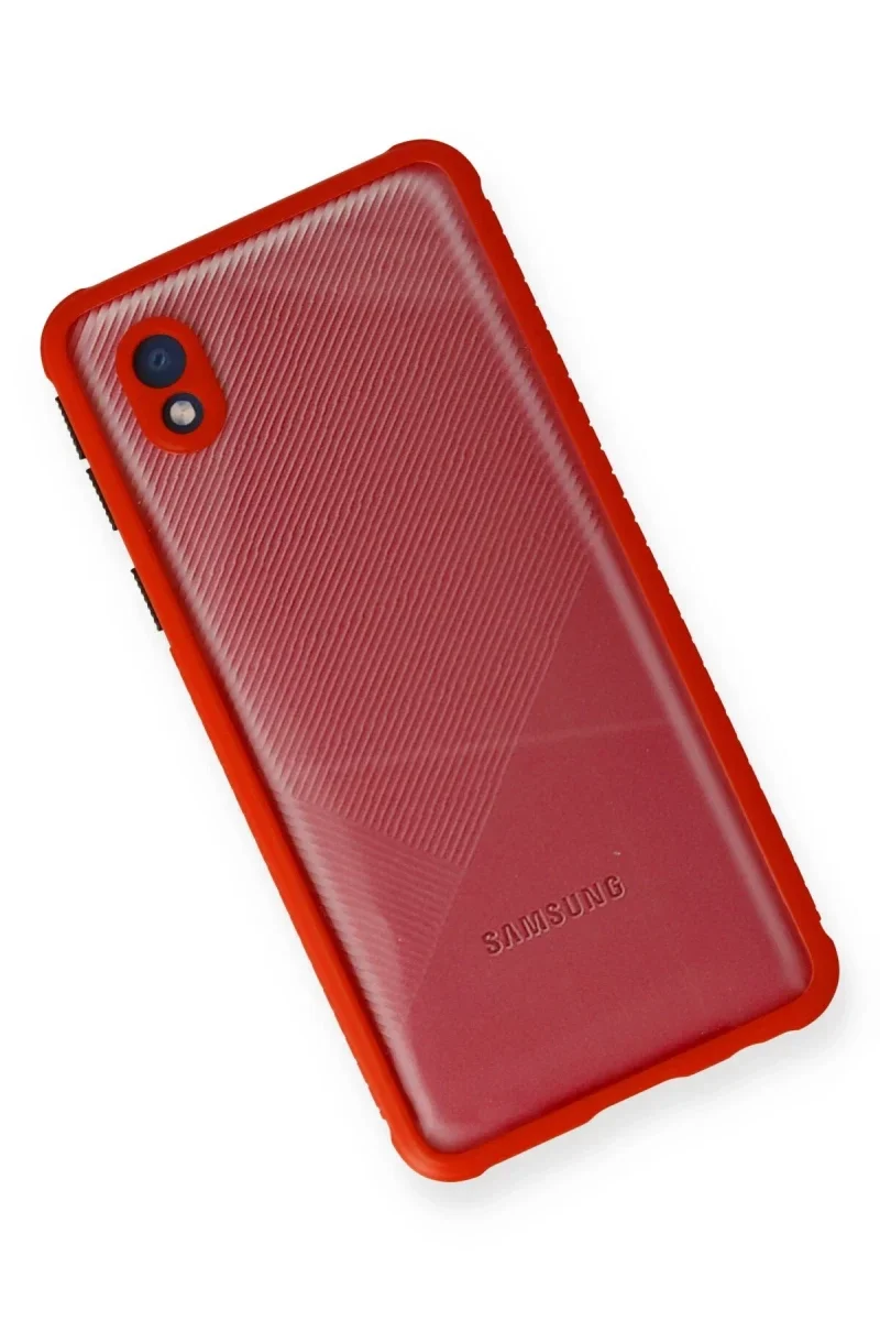 Samsung Galaxy A01 Core Kılıf Miami Şeffaf Silikon - Kırmızı