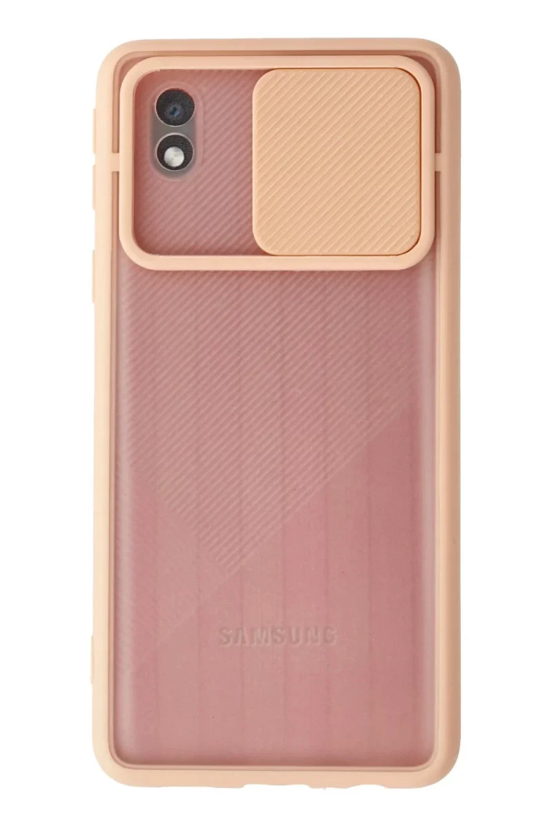 Samsung Galaxy A01 Core Kılıf Palm Buzlu Kamera Sürgülü Silikon - Pembe Samsung Galaxy A01 Core Kılıf Palm Buzlu Kamera Sürgülü Silikon - Pembe