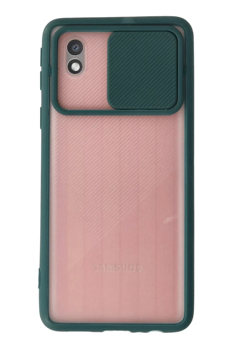 Samsung Galaxy A01 Core Kılıf Palm Buzlu Kamera Sürgülü Silikon - Yeşil Samsung Galaxy A01 Core Kılıf Palm Buzlu Kamera Sürgülü Silikon - Yeşil