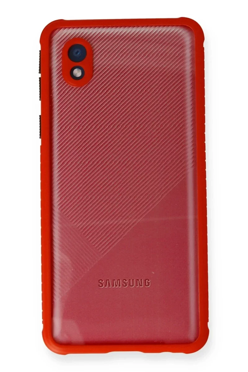 Samsung Galaxy A01 Core Kılıf Miami Şeffaf Silikon - Kırmızı