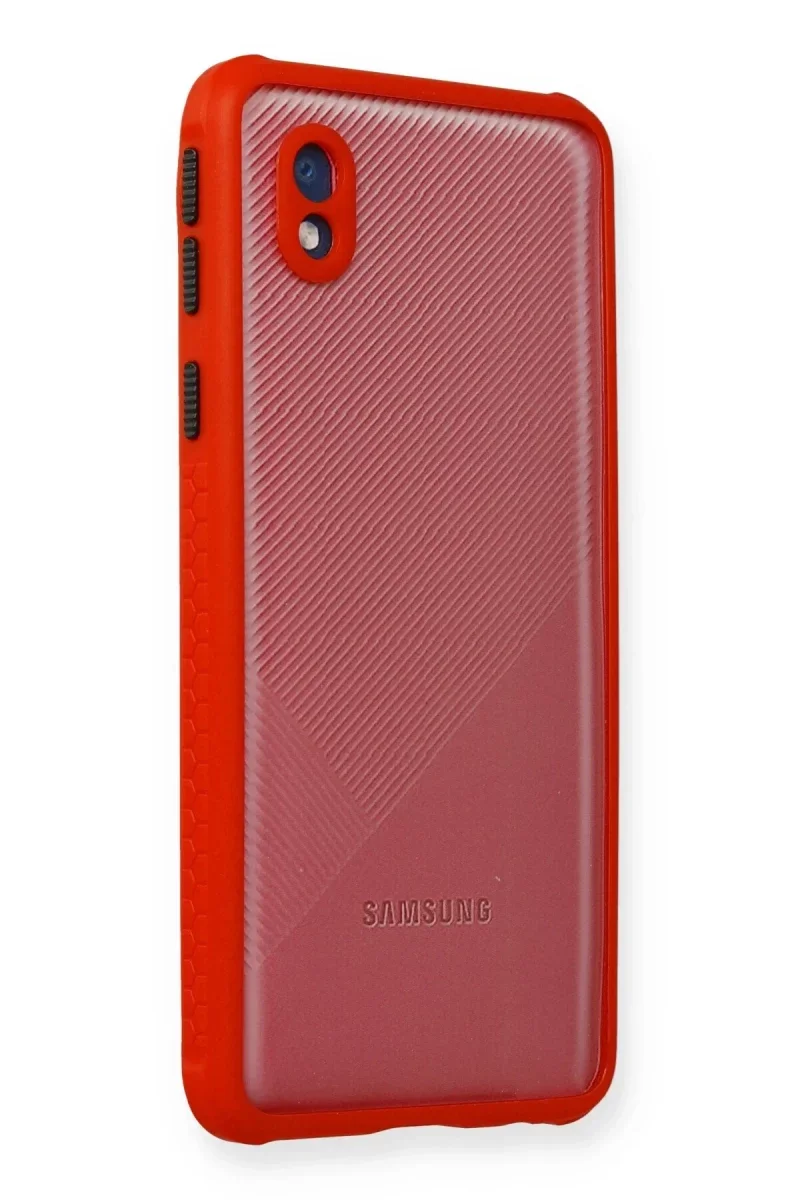 Samsung Galaxy A01 Core Kılıf Miami Şeffaf Silikon - Kırmızı
