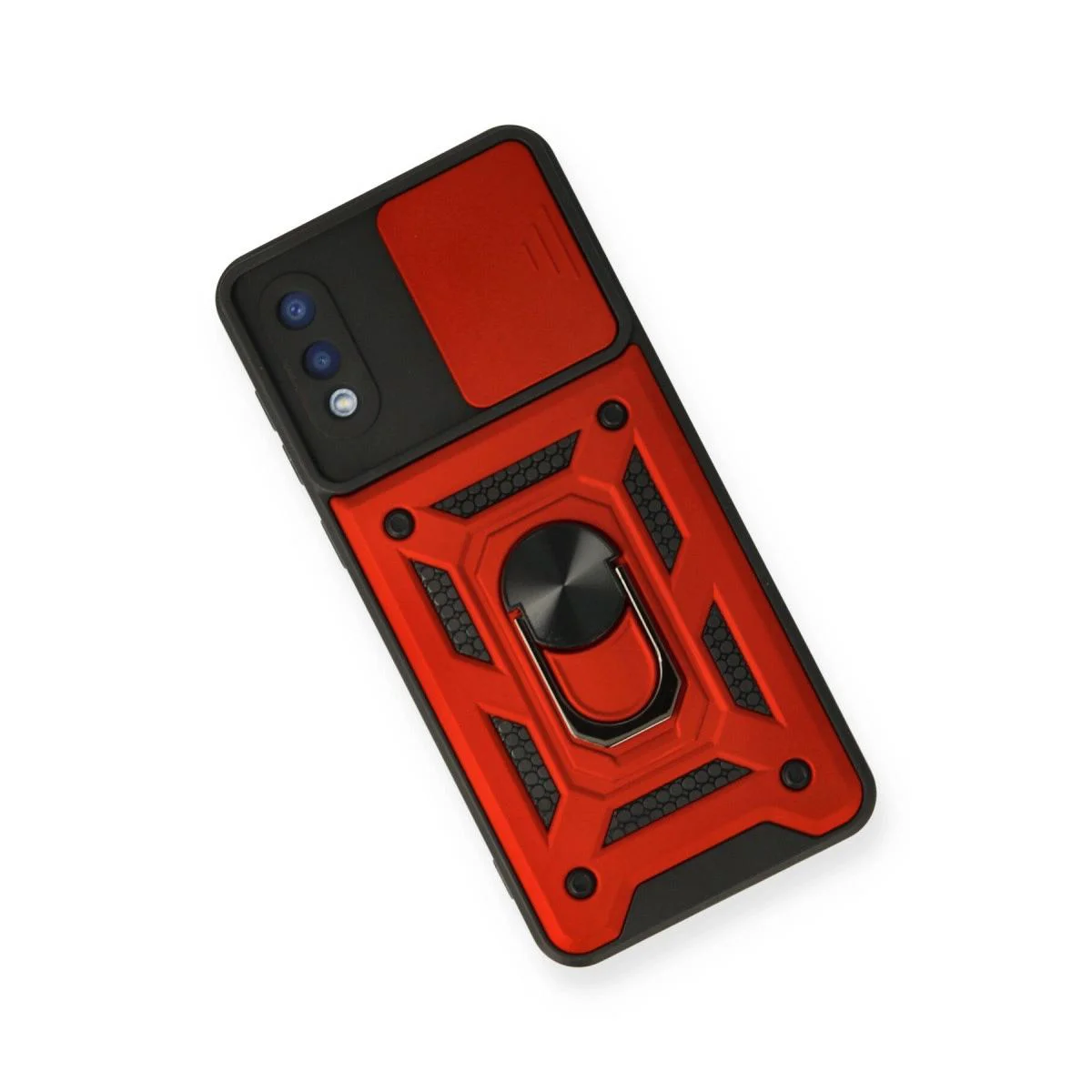 Samsung Galaxy A02 ile Uyumlu Pars Lens Yüzüklü Silikon Kılıf - Kırmızı, Darbe Korumalı, Metal Standlı Samsung Galaxy A02 ile Uyumlu Pars Lens Yüzüklü Silikon Kılıf - Kırmızı, Darbe Korumalı, Metal Standlı