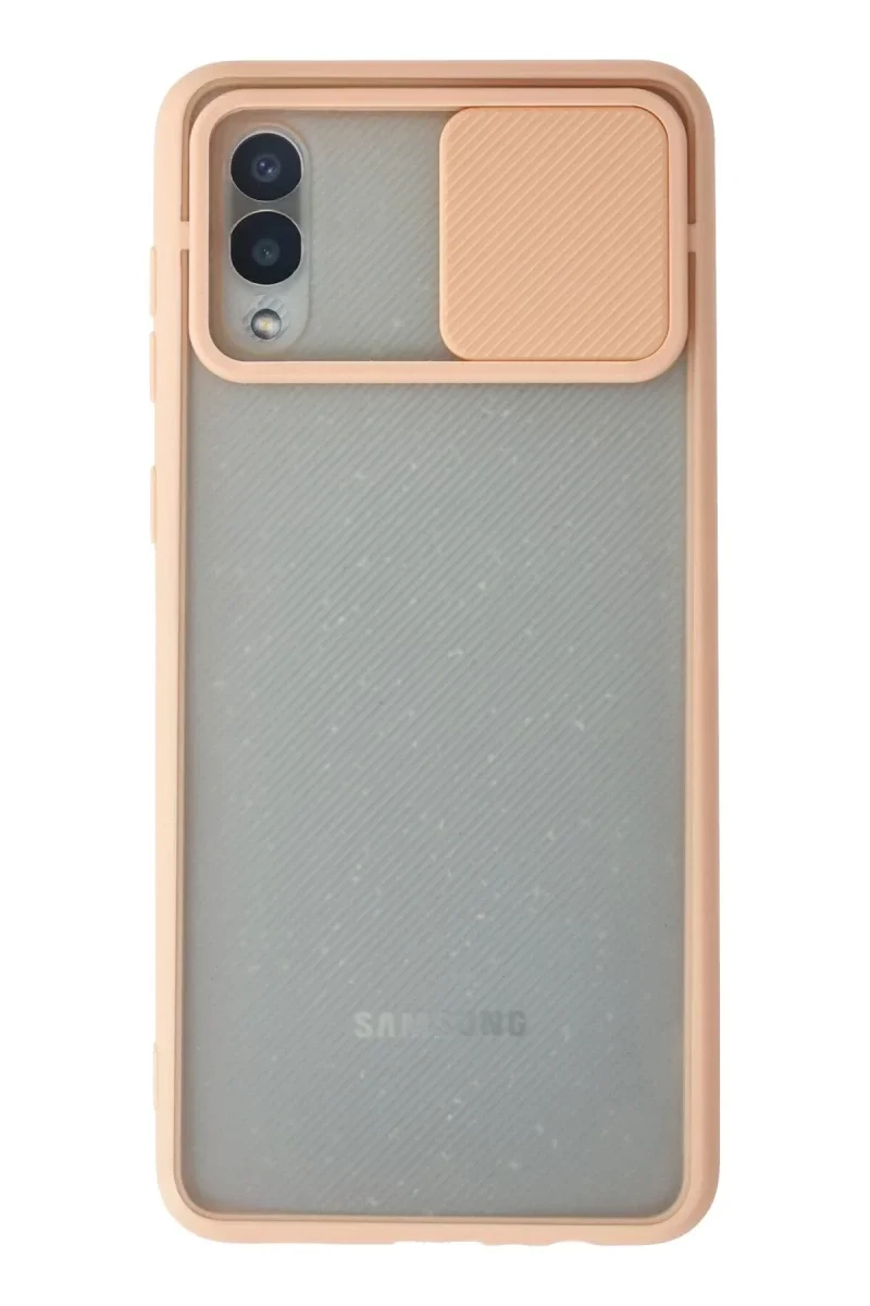 Samsung Galaxy A02 Kılıf Palm Buzlu Kamera Sürgülü Silikon - Pembe