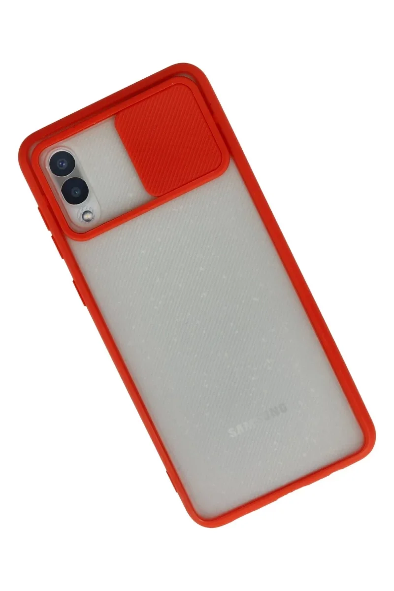 Samsung Galaxy A02 Kılıf Palm Buzlu Kamera Sürgülü Silikon - Kırmızı Samsung Galaxy A02 Kılıf Palm Buzlu Kamera Sürgülü Silikon - Kırmızı