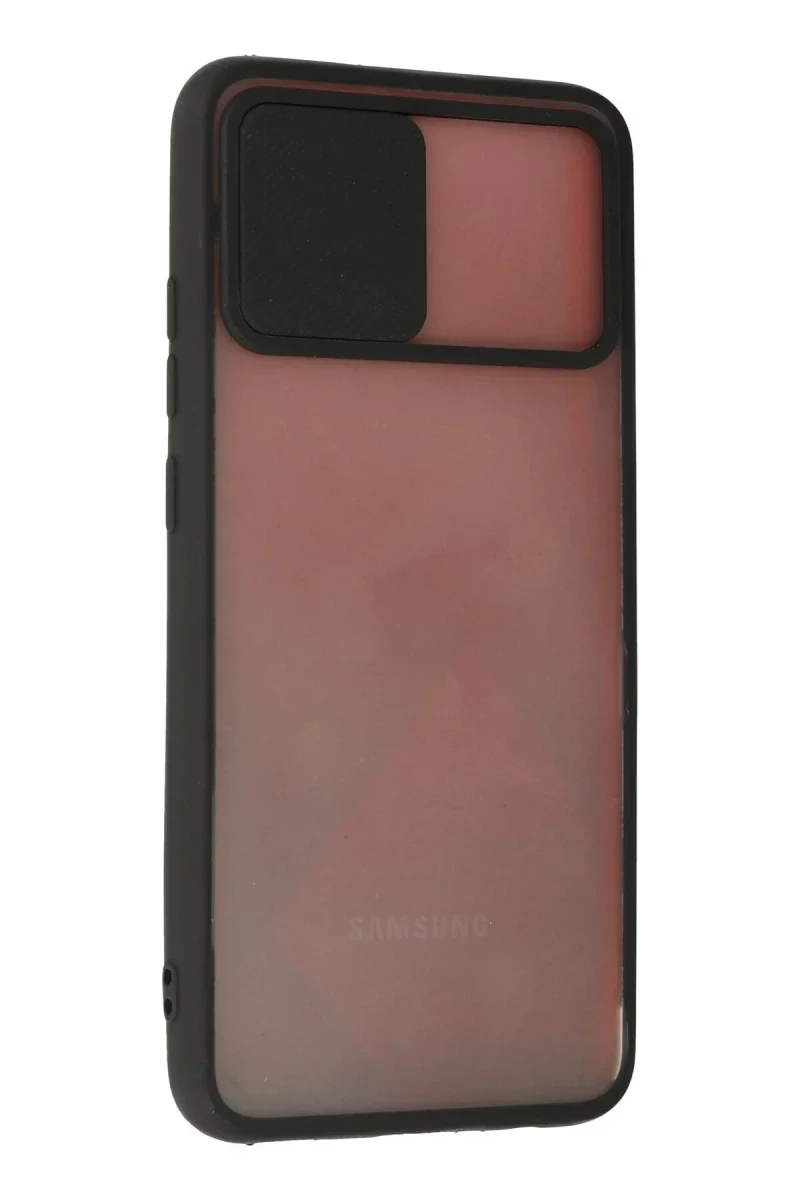 Samsung Galaxy A02S Kılıf Palm Buzlu Kamera Sürgülü Silikon - Siyah Samsung Galaxy A02S Kılıf Palm Buzlu Kamera Sürgülü Silikon - Siyah