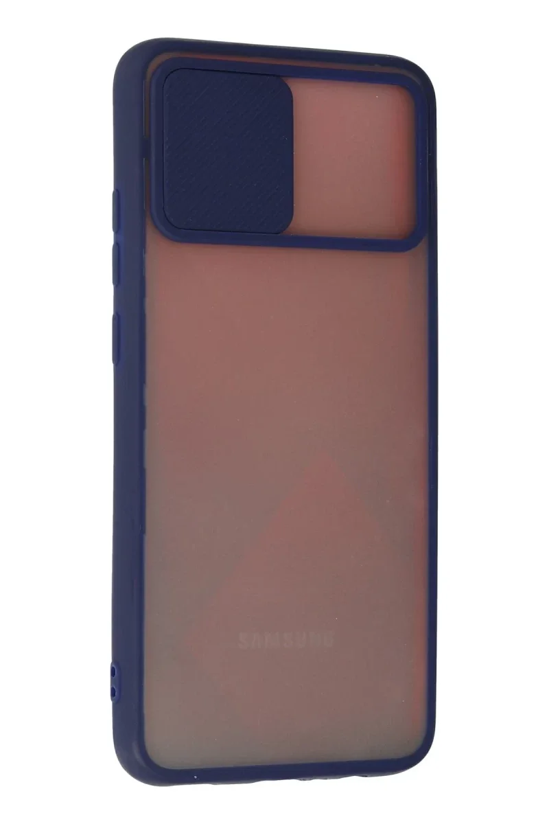 Samsung Galaxy A02S Kılıf Palm Buzlu Kamera Sürgülü Silikon - Lacivert Samsung Galaxy A02S Kılıf Palm Buzlu Kamera Sürgülü Silikon - Lacivert