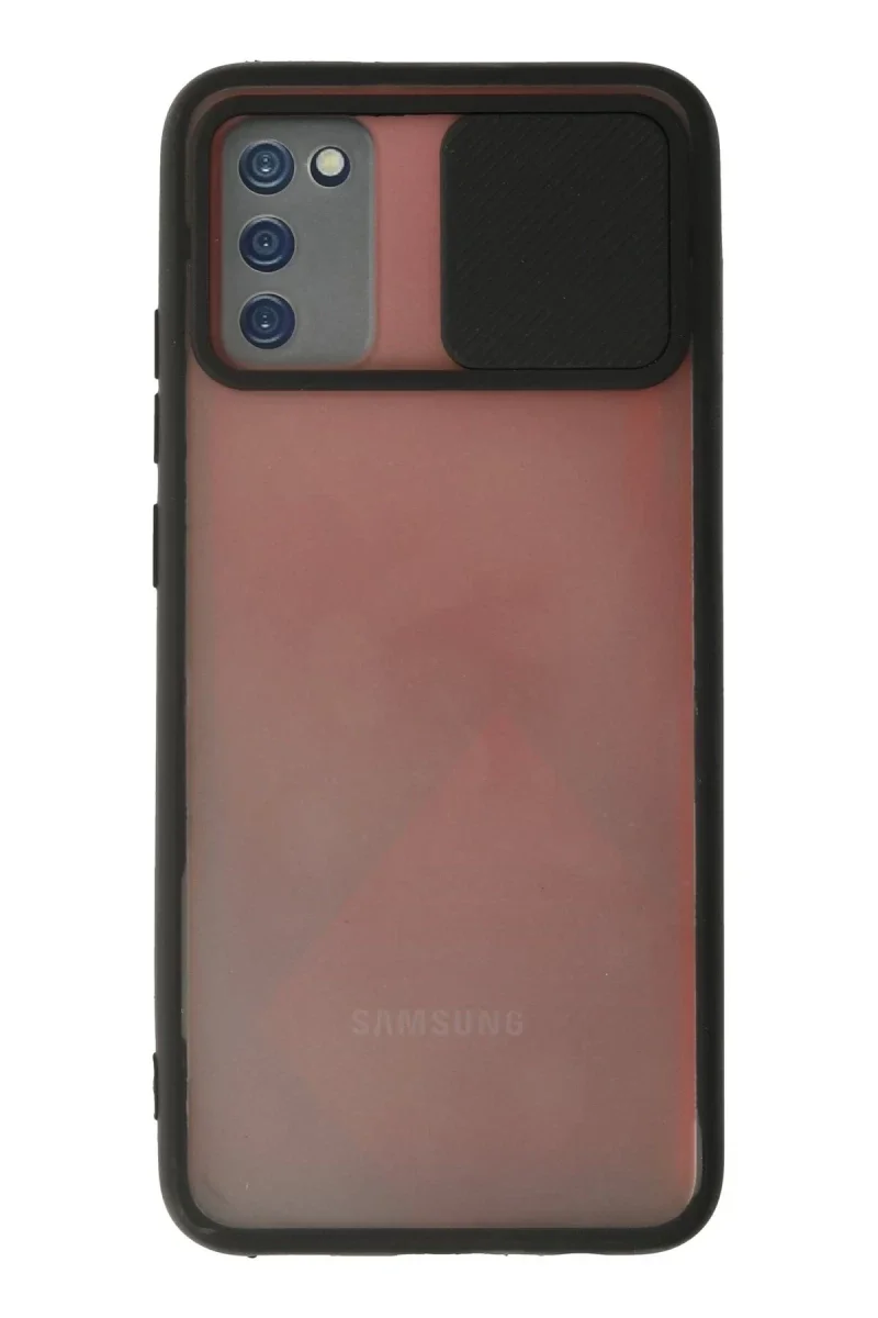 Samsung Galaxy A02S Kılıf Palm Buzlu Kamera Sürgülü Silikon - Siyah Samsung Galaxy A02S Kılıf Palm Buzlu Kamera Sürgülü Silikon - Siyah