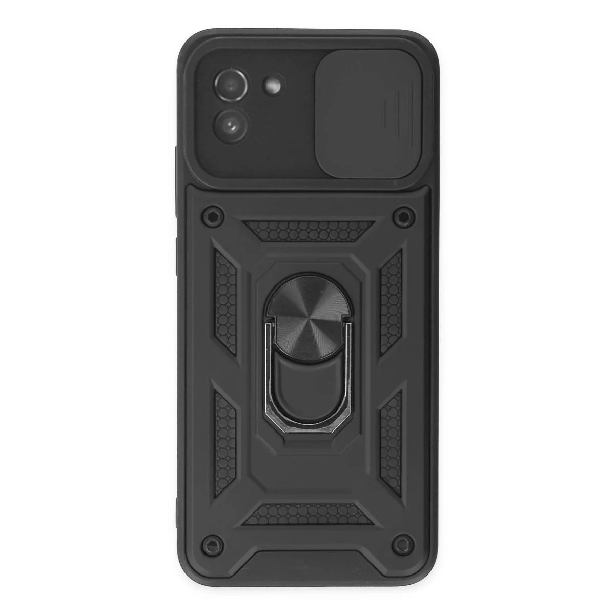 Samsung Galaxy A03 ile Uyumlu Pars Lens Yüzüklü Silikon Kılıf - Siyah, Darbe Korumalı, Metal Stand Fiyatı, Yorumları ve Özellikleri
