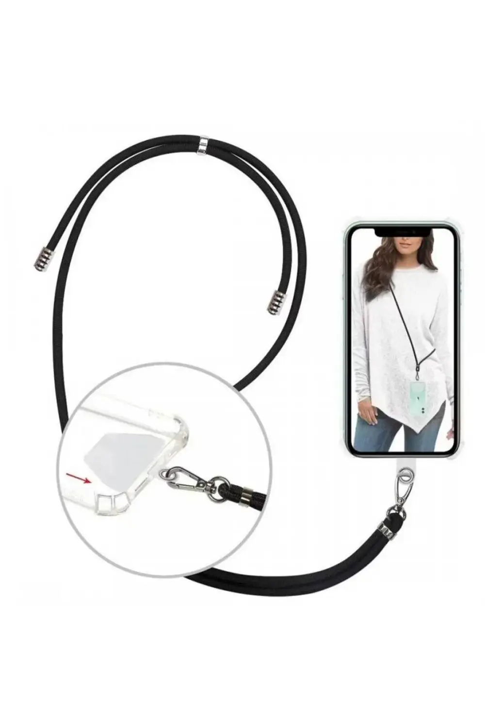 Samsung Galaxy A03 İp Askılı Şeffaf Silikon Kılıf Beyaz