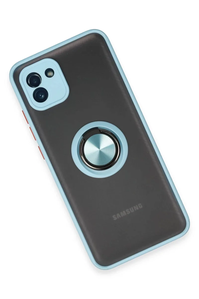 Samsung Galaxy A03 Kılıf Montreal Yüzüklü Silikon Kapak - Buz Mavi Samsung Galaxy A03 Kılıf Montreal Yüzüklü Silikon Kapak - Buz Mavi