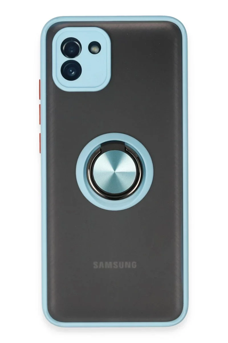 Samsung Galaxy A03 Kılıf Montreal Yüzüklü Silikon Kapak - Buz Mavi Samsung Galaxy A03 Kılıf Montreal Yüzüklü Silikon Kapak - Buz Mavi