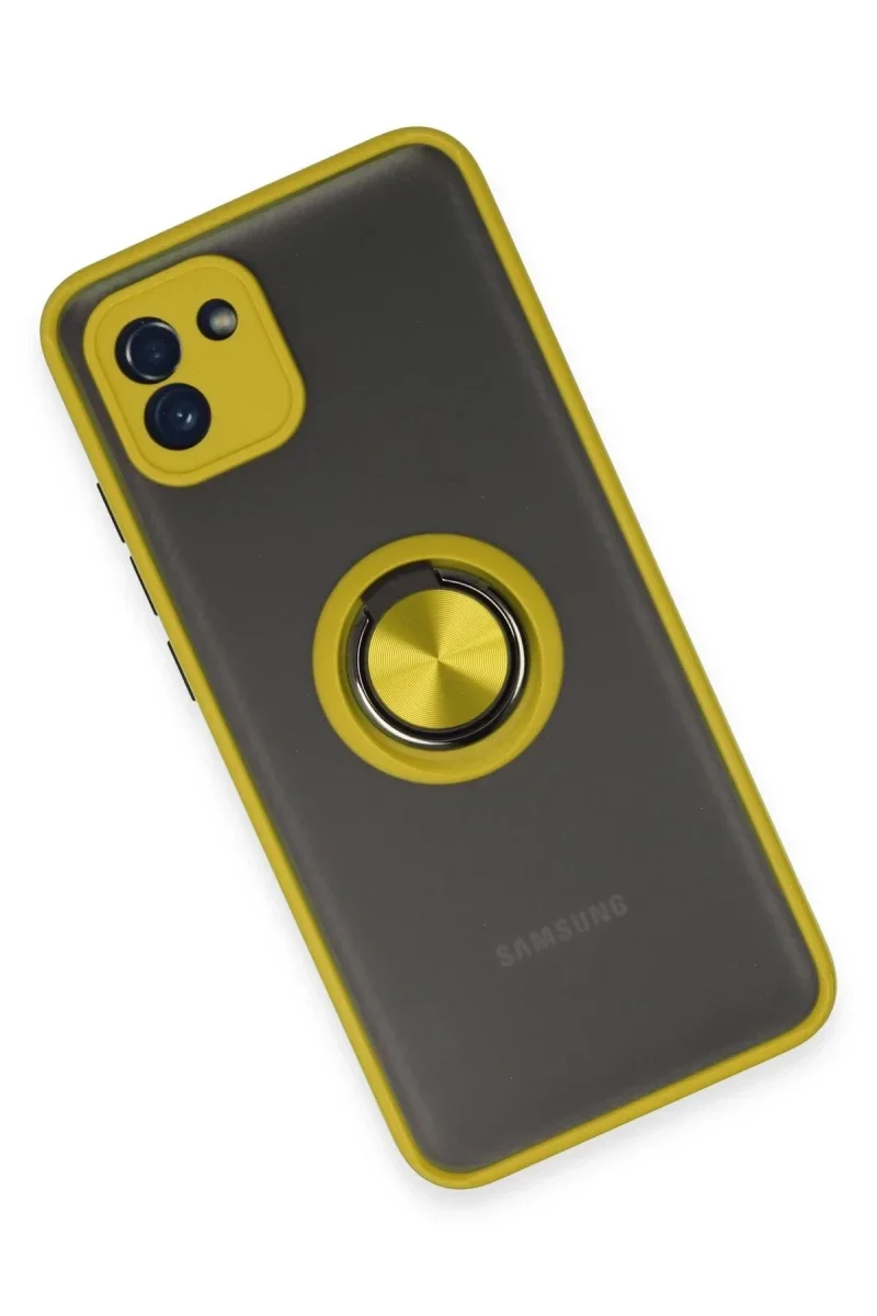 Samsung Galaxy A03 Kılıf Montreal Yüzüklü Silikon Kapak - Sarı Samsung Galaxy A03 Kılıf Montreal Yüzüklü Silikon Kapak - Sarı