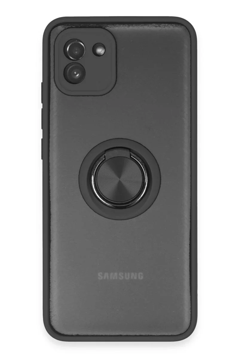 Samsung Galaxy A03 Kılıf Montreal Yüzüklü Silikon Kapak - Siyah Samsung Galaxy A03 Kılıf Montreal Yüzüklü Silikon Kapak - Siyah