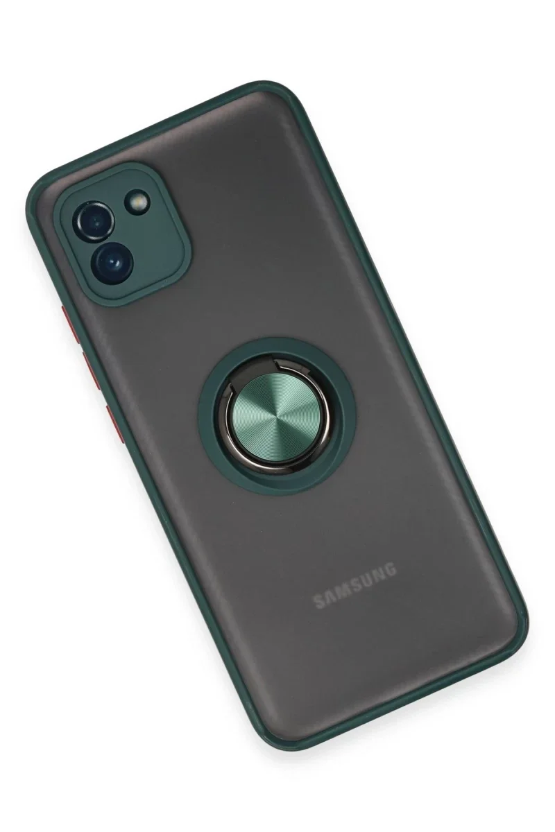 Samsung Galaxy A03 Kılıf Montreal Yüzüklü Silikon Kapak - Yeşil