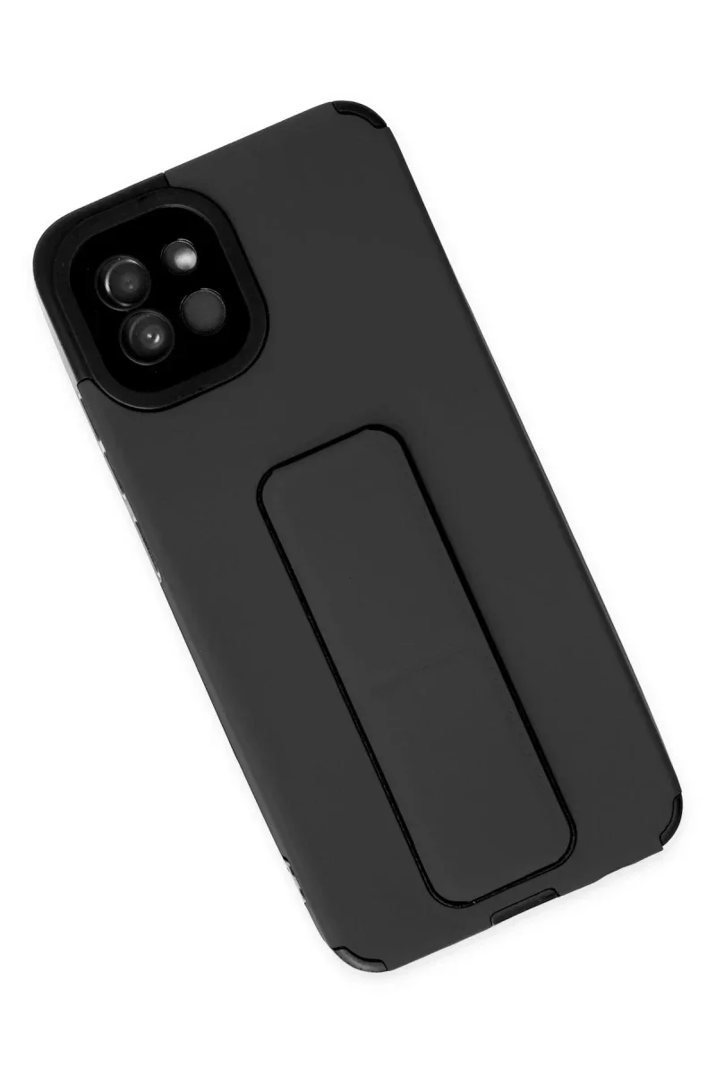 Samsung Galaxy A03 Kılıf Mega Standlı Silikon - Siyah