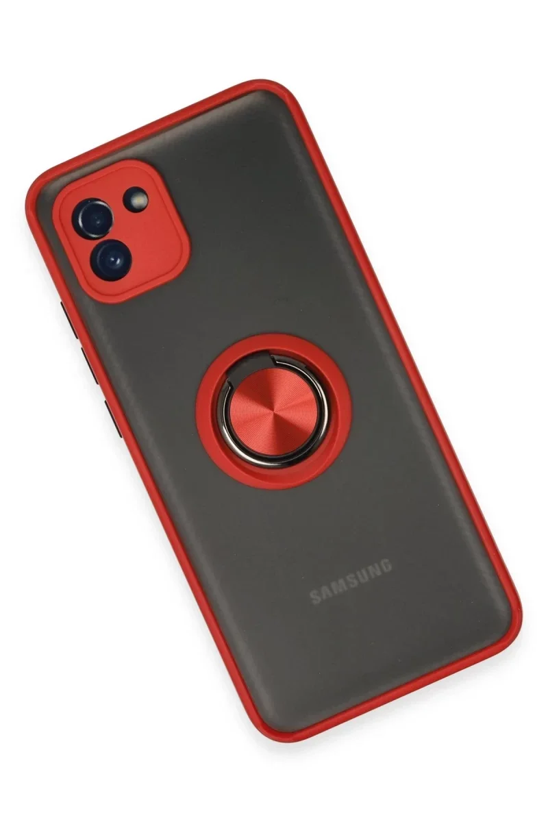 Samsung Galaxy A03 Kılıf Montreal Yüzüklü Silikon Kapak - Kırmızı Samsung Galaxy A03 Kılıf Montreal Yüzüklü Silikon Kapak - Kırmızı