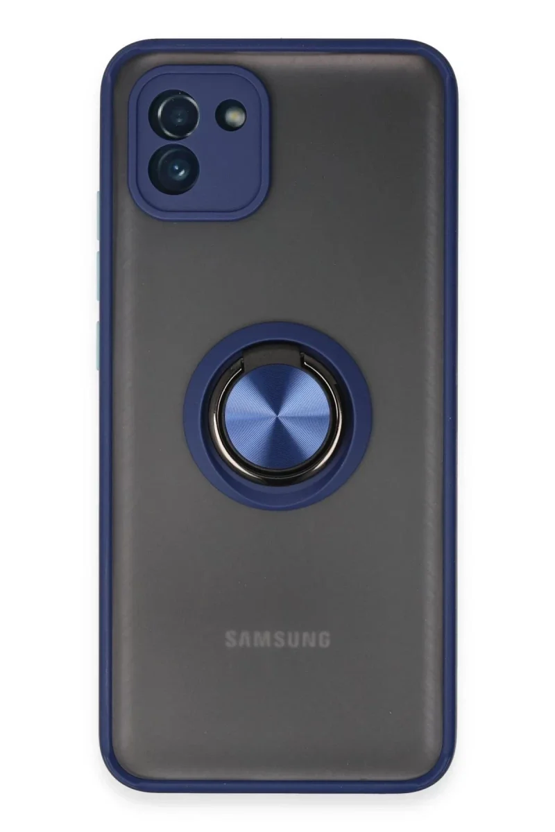 Samsung Galaxy A03 Kılıf Montreal Yüzüklü Silikon Kapak - Lacivert Samsung Galaxy A03 Kılıf Montreal Yüzüklü Silikon Kapak - Lacivert