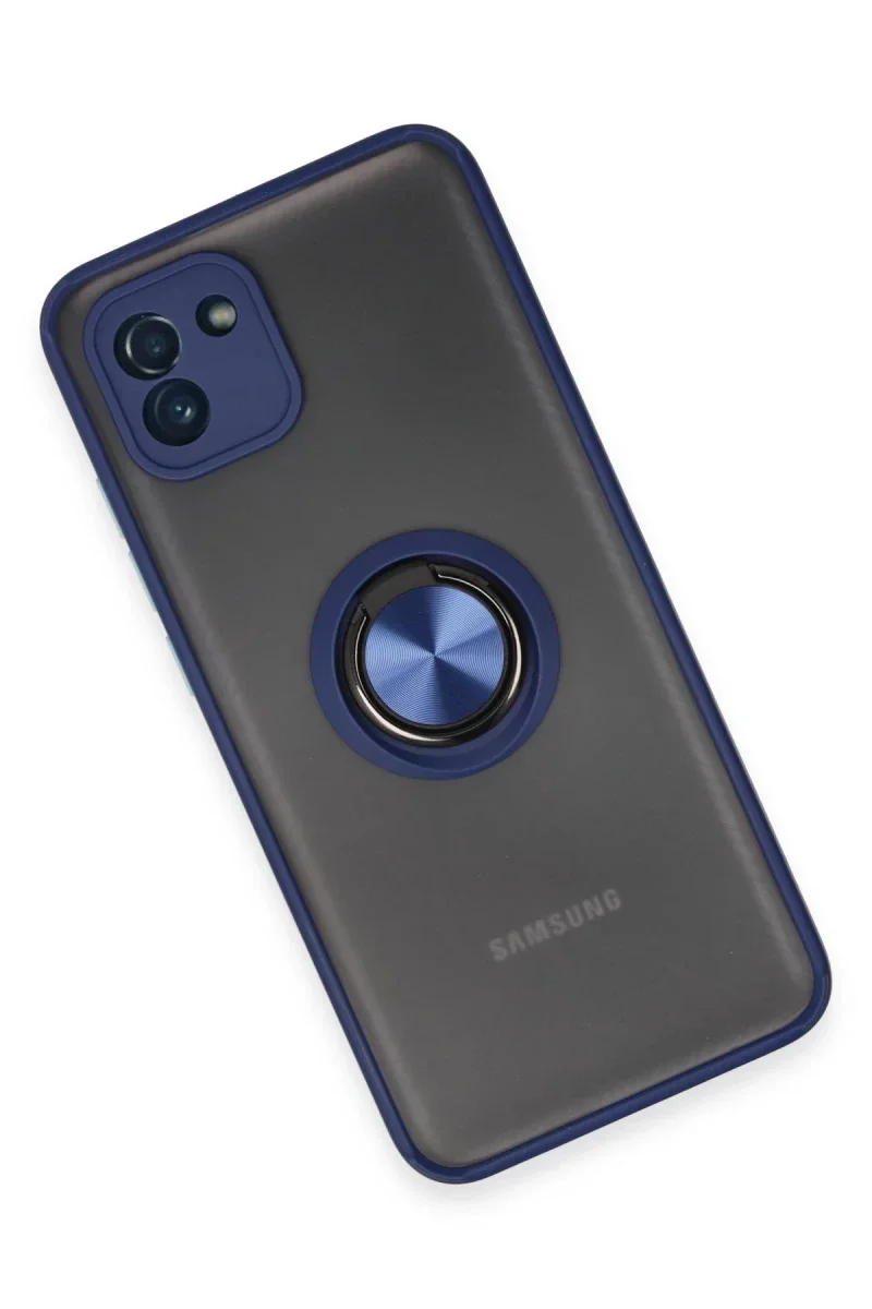 Samsung Galaxy A03 Kılıf Montreal Yüzüklü Silikon Kapak - Lacivert Samsung Galaxy A03 Kılıf Montreal Yüzüklü Silikon Kapak - Lacivert