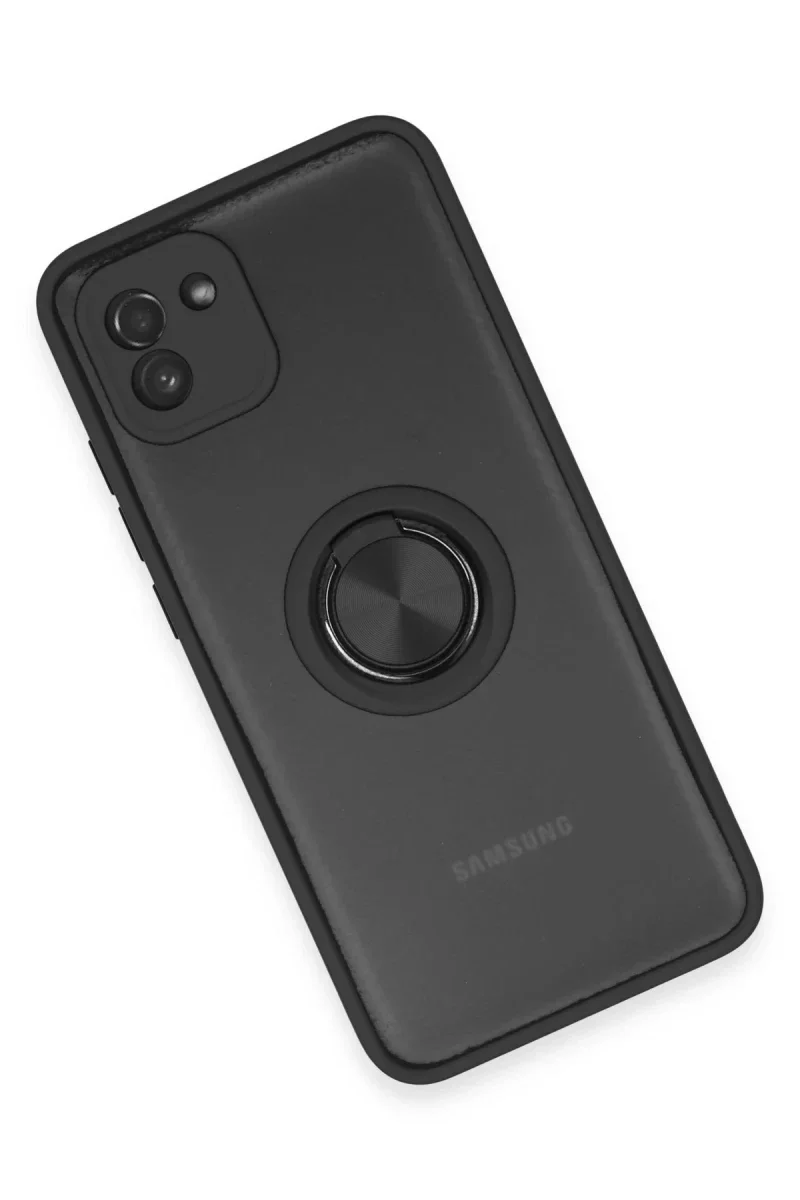 Samsung Galaxy A03 Kılıf Montreal Yüzüklü Silikon Kapak - Siyah Samsung Galaxy A03 Kılıf Montreal Yüzüklü Silikon Kapak - Siyah