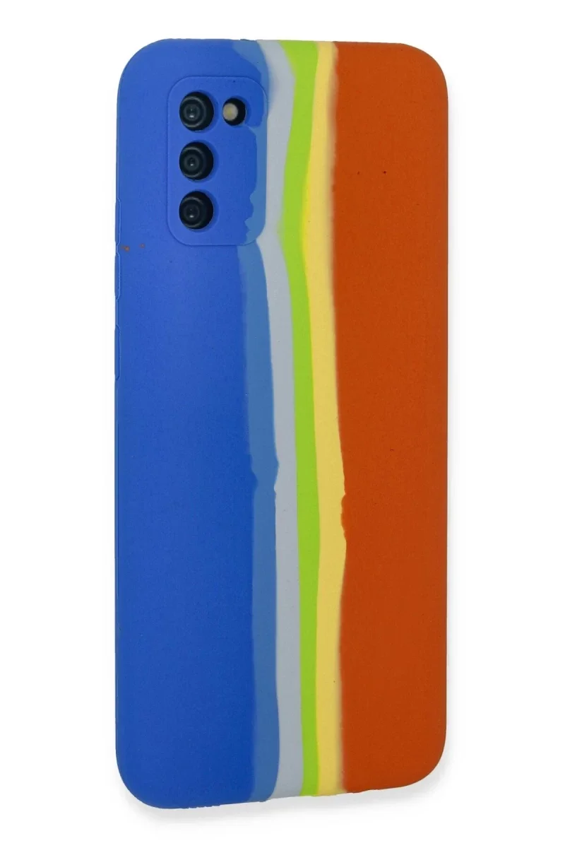 Samsung Galaxy A03S Kılıf Ebruli Lansman Silikon - Mavi-Turuncu Samsung Galaxy A03S Kılıf Ebruli Lansman Silikon - Mavi-Turuncu