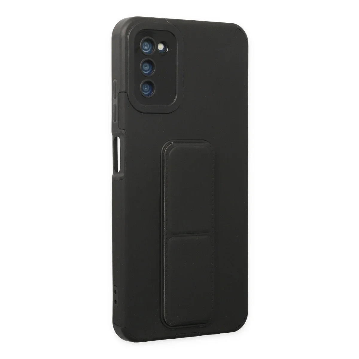 Samsung Galaxy A03S Kılıf Mega Standlı Silikon - Siyah