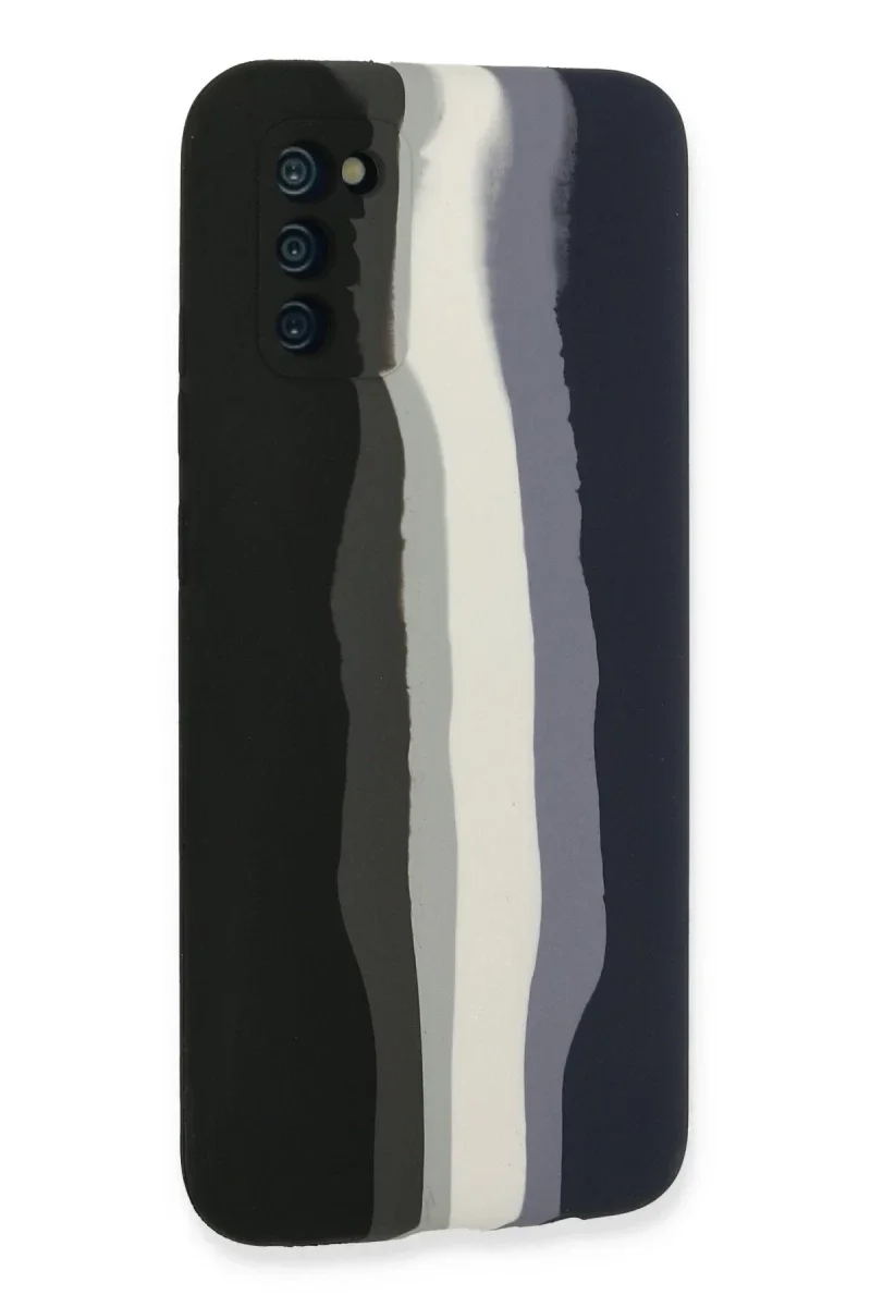 Samsung Galaxy A03S Kılıf Ebruli Lansman Silikon - Siyah-Lacivert