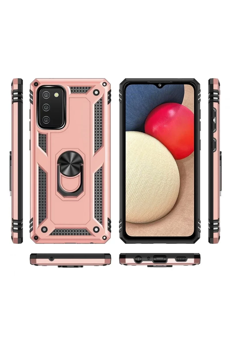 Samsung Galaxy A03S Kılıf Sofya Yüzüklü Silikon Kapak - Rose