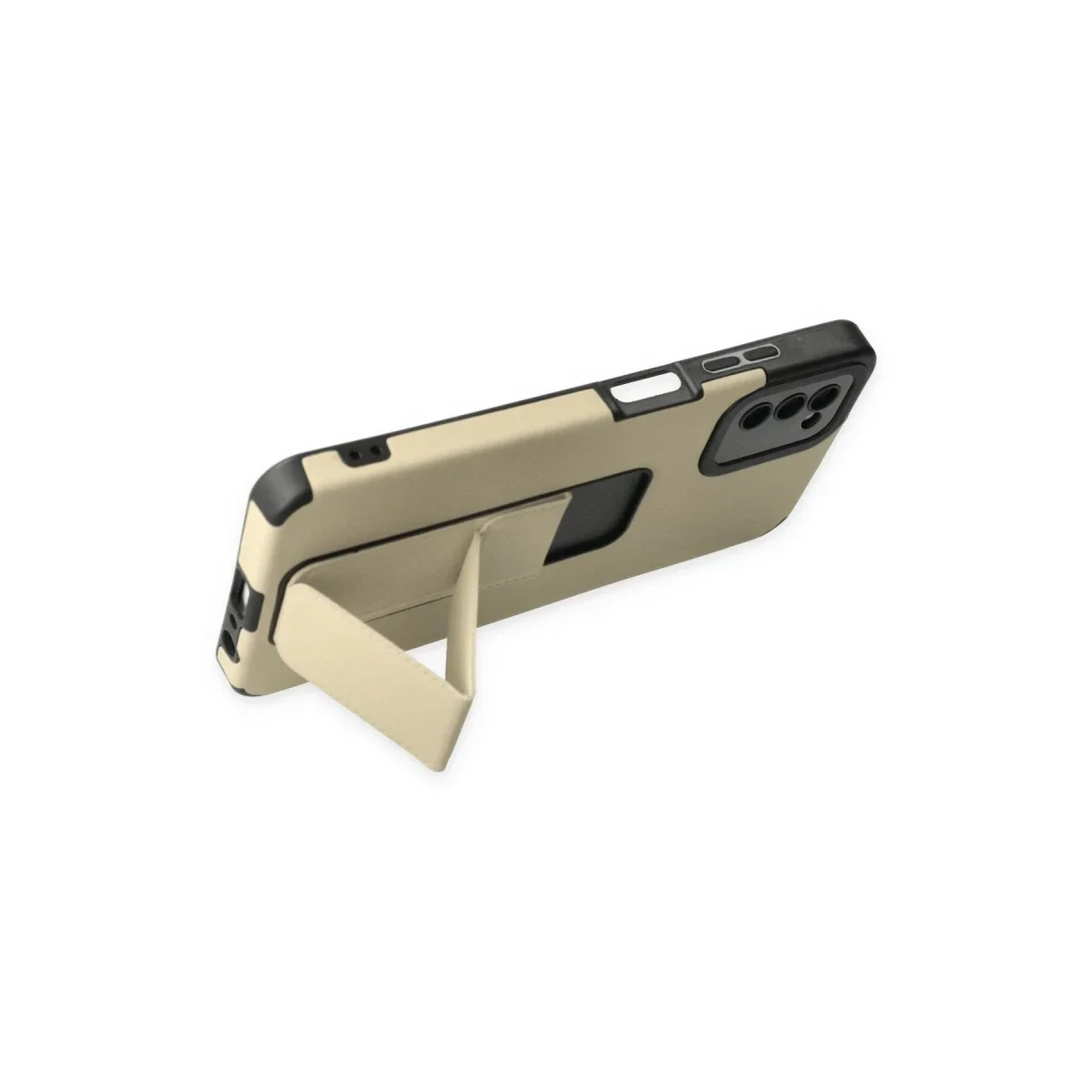 Samsung Galaxy A03S Kılıf Mega Standlı Silikon - Gold Samsung Galaxy A03S Kılıf Mega Standlı Silikon - Gold