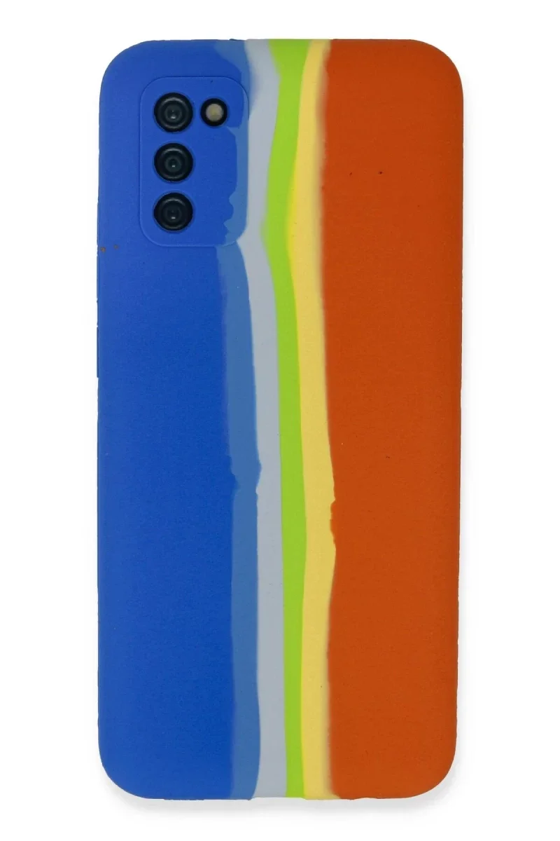 Samsung Galaxy A03S Kılıf Ebruli Lansman Silikon - Mavi-Turuncu Samsung Galaxy A03S Kılıf Ebruli Lansman Silikon - Mavi-Turuncu