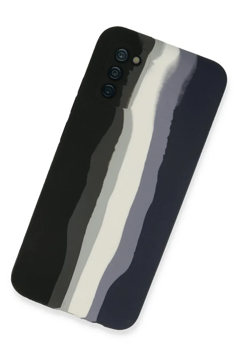 Samsung Galaxy A03S Kılıf Ebruli Lansman Silikon - Siyah-Lacivert