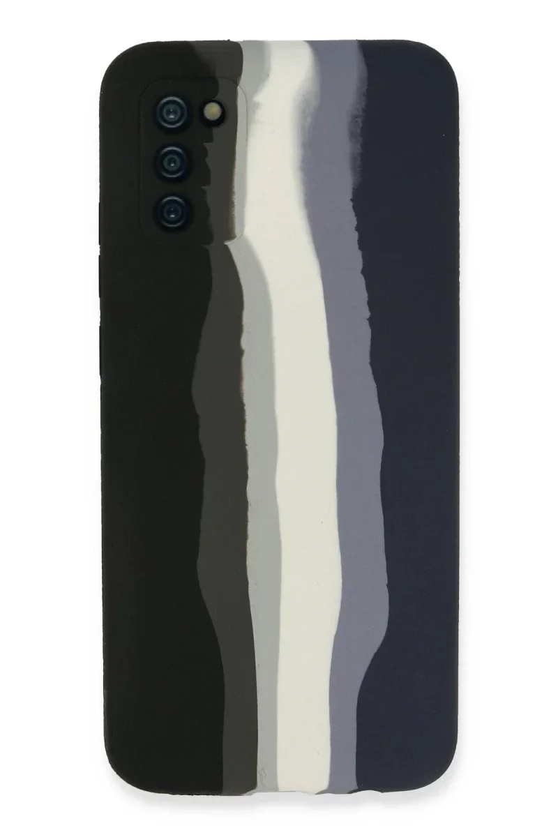 Samsung Galaxy A03S Kılıf Ebruli Lansman Silikon - Siyah-Lacivert