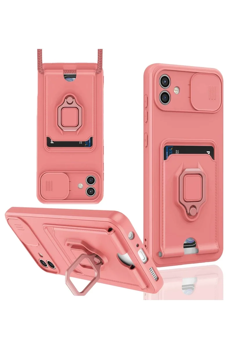 Samsung Galaxy A05 Kılıf Zuma Kartvizitli Yüzüklü Silikon - Pembe Samsung Galaxy A05 Kılıf Zuma Kartvizitli Yüzüklü Silikon - Pembe