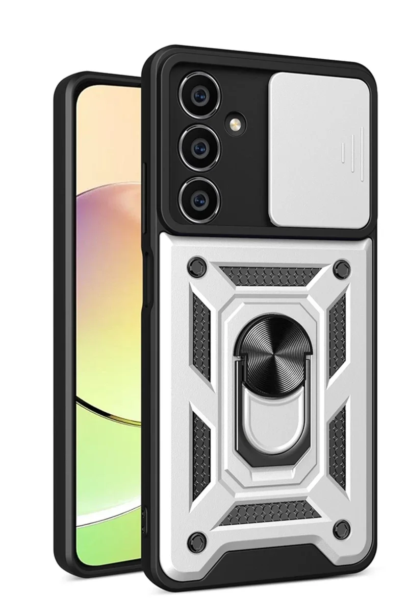 Samsung Galaxy A05S Kılıf Pars Lens Yüzüklü Silikon - Gümüş