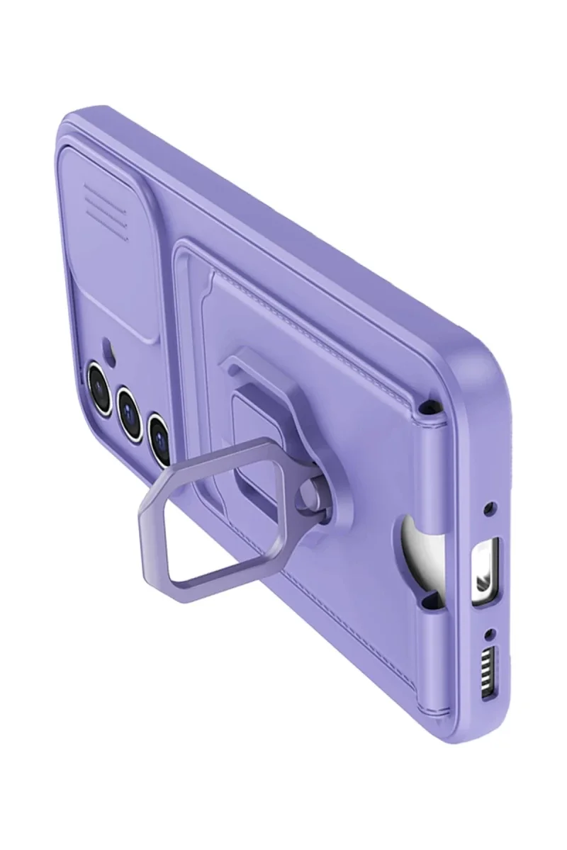 Samsung Galaxy A05S Kılıf Zuma Kartvizitli Yüzüklü Silikon - Lila