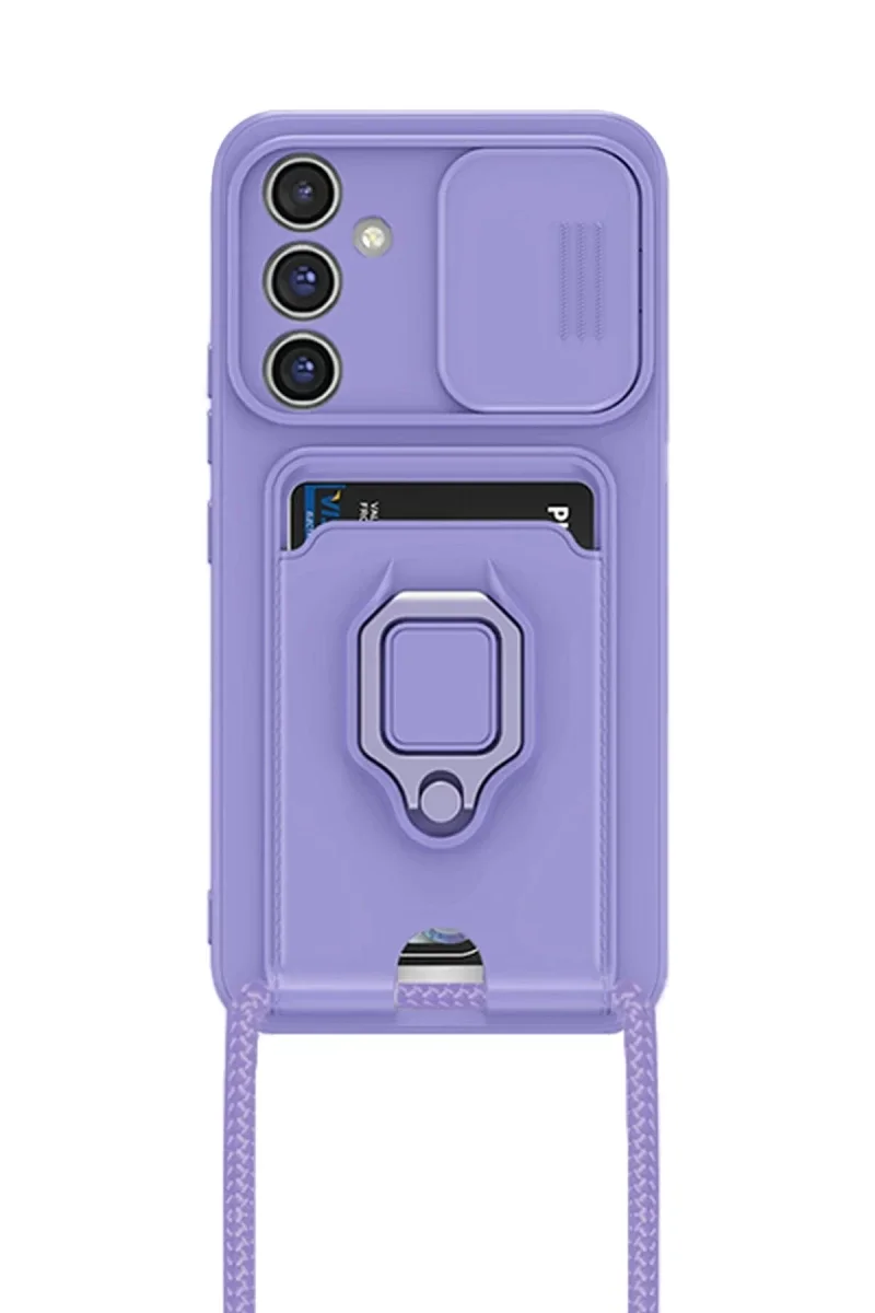 Samsung Galaxy A05S Kılıf Zuma Kartvizitli Yüzüklü Silikon - Lila