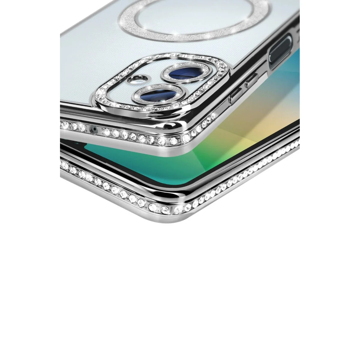 Samsung Galaxy A06 Joke Simli Magneticsafe Kılıf - Gümüş