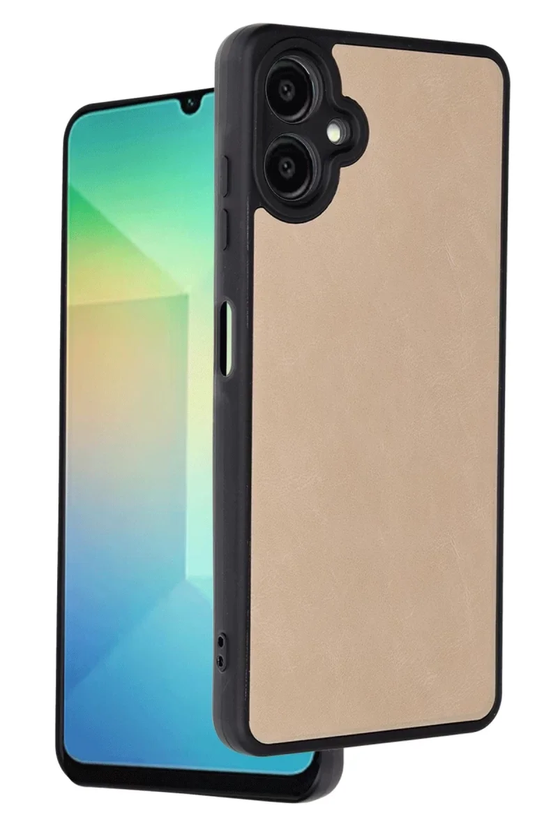 Samsung Galaxy A06 Kılıf Aras Deri Kapak - Pudra Samsung Galaxy A06 Kılıf Aras Deri Kapak - Pudra