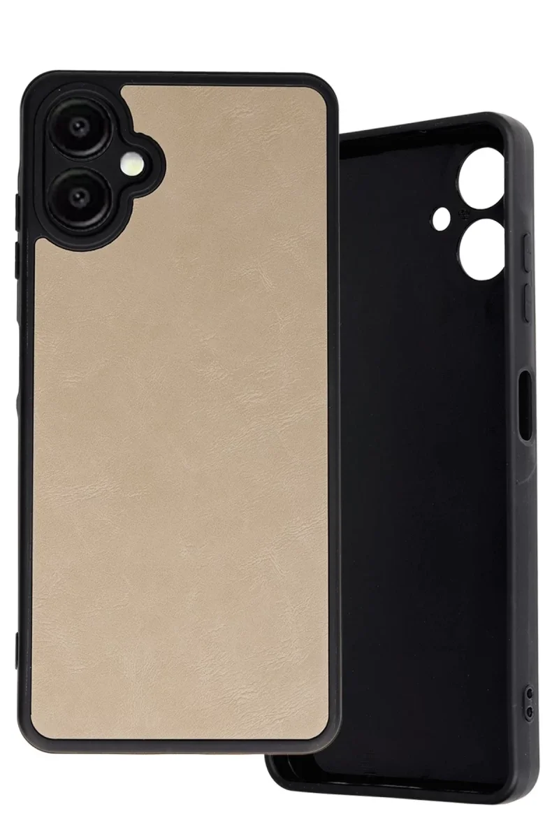 Samsung Galaxy A06 Kılıf Aras Deri Kapak - Pudra Samsung Galaxy A06 Kılıf Aras Deri Kapak - Pudra