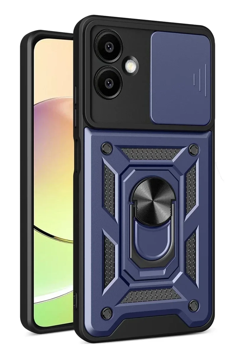 Samsung Galaxy A07 4G Pars Lens Yüzüklü Silikon - Lacivert
