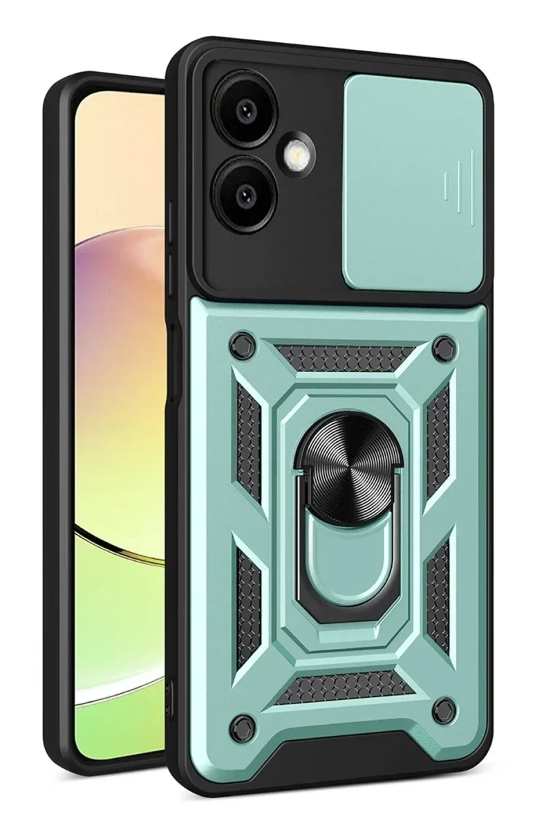 Samsung Galaxy A07 4G Pars Lens Yüzüklü Silikon - Yeşil Samsung Galaxy A07 4G Pars Lens Yüzüklü Silikon - Yeşil