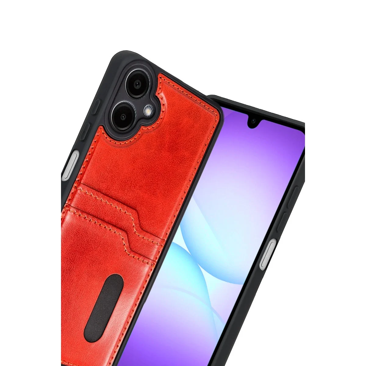 Samsung Galaxy A07 4g Sara Kartvizitli Deri Kılıf - Kırmızı Samsung Galaxy A07 4g Sara Kartvizitli Deri Kılıf - Kırmızı
