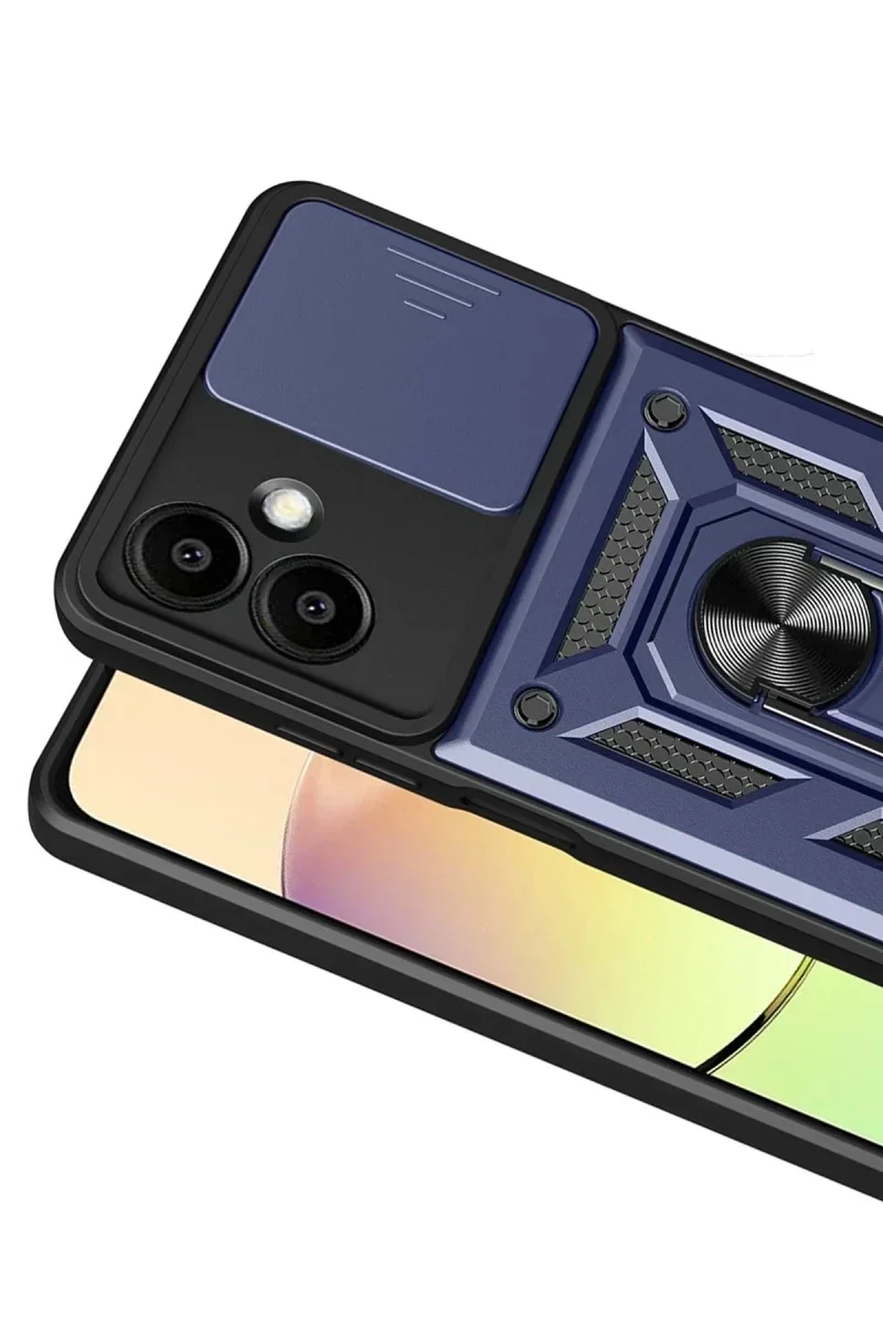 Samsung Galaxy A07 4G Pars Lens Yüzüklü Silikon - Lacivert